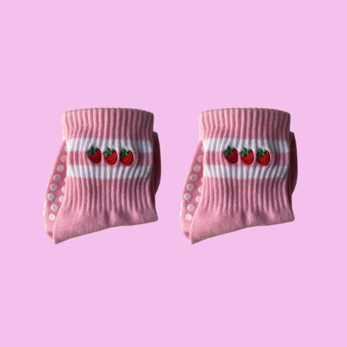 Strawberries & Cream Pilates Sock