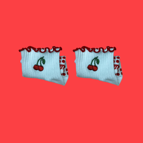 Cherry drop cute grip Pilates socks