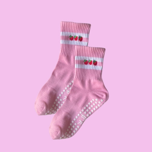 Strawberries & Cream Pilates Sock