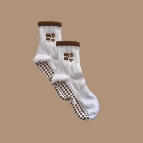 Coffee lover Pilate sock with soul studio branding