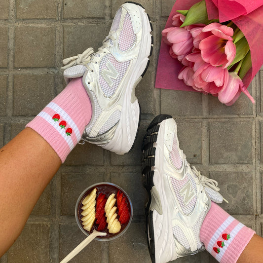Strawberries & Cream Pilates Sock